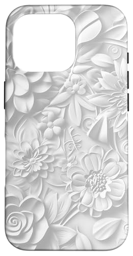 Weißes Blumenmuster auf weißem Hintergrund Hülle für iPhone 16 Pro Weißes Blumenmuster auf weißem Hintergrund Hülle für iPhone 16 Pro von Blanc Floral Pattern
