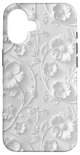 Weißes Blumenmuster auf weißem Hintergrund Hülle für iPhone 16 Weißes Blumenmuster auf weißem Hintergrund Hülle für iPhone 16 von Blanc Floral Pattern