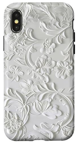 Weißes Blumenmuster auf weißem Hintergrund Hülle für iPhone X/XS Weißes Blumenmuster auf weißem Hintergrund Hülle für iPhone X/XS von Blanc Floral Pattern