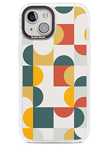 Blanc Space Abstrakte Retro Formen: gedämpfte Farbmischung Impact Handyhülle für iPhone 14 | Schutzhülle Dual Layer Bumper TPU Silikon Cover Muster Gedruckt | Vintage Muster Bunt Cool Einzigartig von Blanc Space