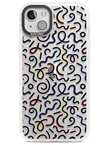 Blanc Space Bunte Schatten Squiggles Retro Muster Impact Handyhülle für iPhone 14 Max TPU Schutzhülle Leicht Stark Cover mit Retro Memphis Muster 90er Jahre Vintage von Blanc Space