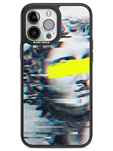 Blanc Space Glitched Fragment Impact Handyhülle für iPhone 14 Pro Max | Schutzhülle Dual Layer Bumper TPU Silikon Cover Muster gedruckt | Kunst Distort Skulptur Klassisch Gelb von Blanc Space