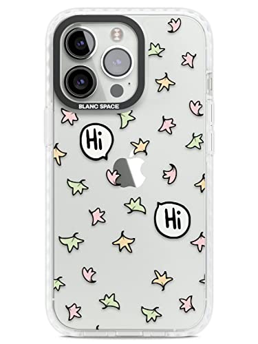 Blanc Space Heartstopper Leaves Pattern Impact Phone Case für iPhone 14 Pro | Schutzhülle Dual Layer Bumper TPU Silikon Cover Muster Gedruckt | Blatt Blätter Muster Rosa Grün von Blanc Space