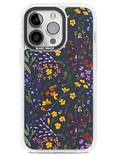 Blanc Space Wildflower & Leaves Cluster - Navy Impact Handyhülle für iPhone 14 Pro TPU Schutzhülle Leicht Starke Cover mit Botanischem Blumenmuster Natur Boho von Blanc Space