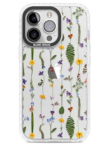 Bunte Wildblume Kette Impact Handyhülle für iPhone 14 Pro TPU Schutzhülle Leicht Starke Cover mit Botanisch Transparent Muster Natur Boho von Blanc Space