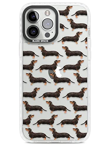 Dackel (Schwarz & Hellbraun) Aquarell Hund Muster Impact Handyhülle für iPhone 14 Pro Max TPU Schutzhülle Leicht Starke Abdeckung mit Transparent Pet Clear Dog von Blanc Space