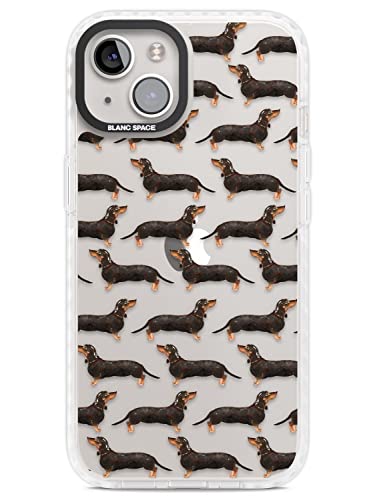 Dackel (Schwarz & Hellbraun) Aquarell Hund Muster Impact Handyhülle für iPhone 14 TPU Schutzhülle Leicht Starke Cover mit Transparent Pet Clear Dog von Blanc Space