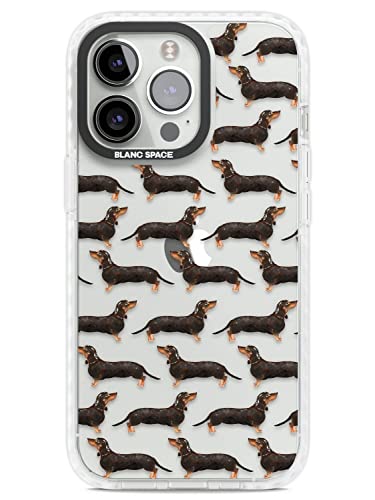 Dackel (Schwarz & Hellbraun) Aquarell Hund Muster Impact Phone Case für iPhone 14 Pro TPU Schutzhülle Leicht Starke Abdeckung mit Transparent Pet Clear Dog von Blanc Space