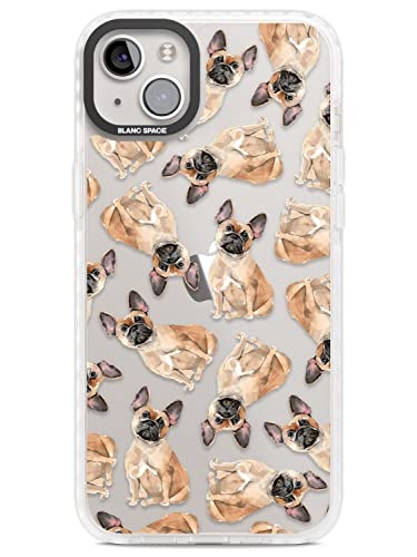 Französische Bulldogge Aquarell Hund Muster Impact Handyhülle für iPhone 14 Max TPU Schutzhülle Leicht Starke Hülle mit Transparent Haustier Klar Hundeliebhaber Niedlich von Blanc Space