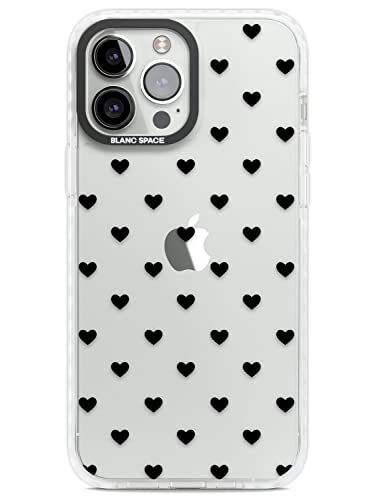 Kleines Herz Muster: Weiß & Schwarz Impact Handyhülle für iPhone 14 Pro Max TPU Schutzhülle Leicht Starke Cover mit niedlichen Herzen Muster Formen Einfach von Blanc Space