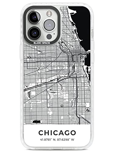 Map of Chicago, Illinois Impact Handyhülle für iPhone 14 Pro Max TPU Schutzhülle Leicht Starke Hülle mit Reise Wanderlust USA Stadt Straßen von Blanc Space