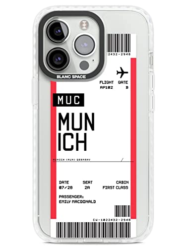 Personalisierte Boarding Pass: München Impact Handyhülle für iPhone 14 Pro TPU Schutzhülle Leicht Starke Cover mit Personalisierte Reisende Wanderlust Flugzeug von Blanc Space