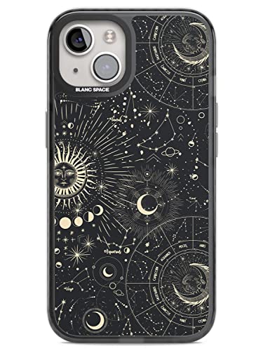 Suns & Zodiac Charts Astrologische Impact Handyhülle für iPhone 14 TPU Schutzhülle Leicht Starke Cover mit Sternzeichen Vintage Sterne Weltraum Monde von Blanc Space