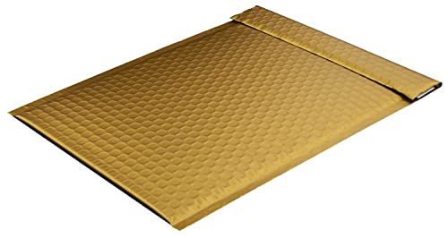 10 Stück, Farbige Luftpolstertaschen, 250 x 334 mm, Haftklebung mit Abziehstreifen, Gerade Klappe, 180 my Metallic Bubble Bags - Matt, Ohne Fenster, Gold, Blanke Briefhüllen von Blanke Briefhüllen