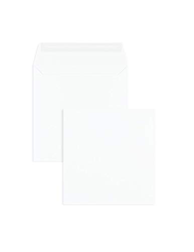 100 Stück, Briefumschläge, 160 x 160 mm, Haftklebung mit Abziehstreifen, Gerade Klappe, 120 g/qm Offset, Ohne Fenster, Weiß, Blanke Briefhüllen von Blanke Briefhüllen