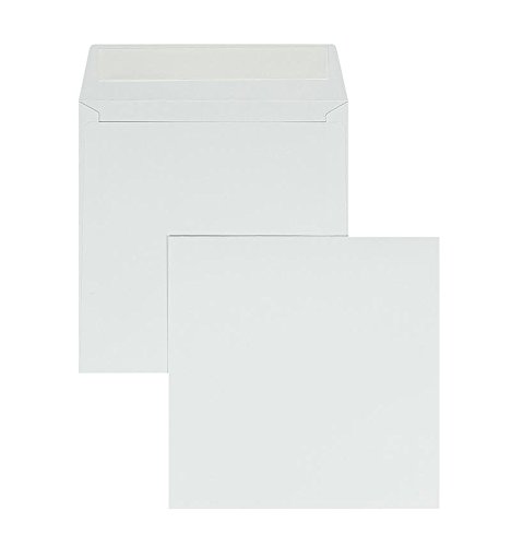 100 Stück, Briefumschläge, 200 x 200 mm, Haftklebung mit Abziehstreifen, Gerade Klappe, 100 g/qm Offset, Ohne Fenster, Weiß, Blanke Briefhüllen von Blanke Briefhüllen