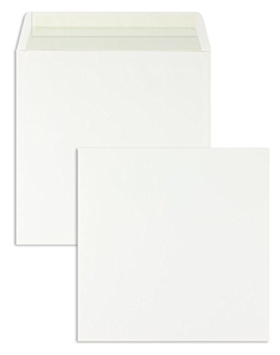 100 Stück, Briefumschläge, 220 x 220 mm, Haftklebung mit Abziehstreifen, Gerade Klappe, 100 g/qm Offset, Ohne Fenster, Weiß, Blanke Briefhüllen von Blanke Briefhüllen