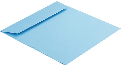 100 Stück, Farbige Briefumschläge, 160 x 160 mm, Haftklebung mit Abziehstreifen, Gerade Klappe, 130 g/qm Colorista, Ohne Fenster, Blau (Hellblau), Blanke Briefhüllen von Blanke Briefhüllen