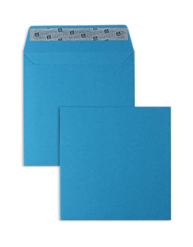 100 Stück, Farbige Briefumschläge, 160 x 160 mm, Haftklebung mit Abziehstreifen, Gerade Klappe, 130 g/qm Colorista, Ohne Fenster, Blau (Königsblau), Blanke Briefhüllen von Blanke Briefhüllen