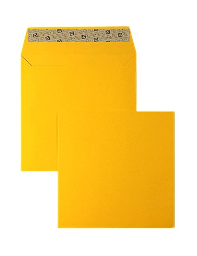 100 Stück, Farbige Briefumschläge, 160 x 160 mm, Haftklebung mit Abziehstreifen, Gerade Klappe, 130 g/qm Colorista, Ohne Fenster, Gelb (Goldgelb), Blanke Briefhüllen von Blanke Briefhüllen