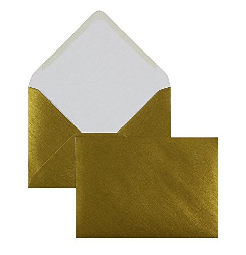 100 Stück, Farbige Briefumschläge, DIN B6, Nassklebung, Spitze Klappe, 100 g/qm Offset, Ohne Fenster, Gold, Blanke Briefhüllen von Blanke Briefhüllen