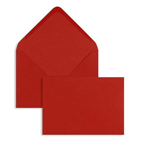 100 Stück, Farbige Briefumschläge, DIN B6, Nassklebung, Spitze Klappe, 100 g/qm Offset, Ohne Fenster, Rot, Blanke Briefhüllen von Blanke Briefhüllen
