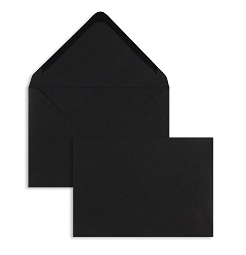 100 Stück, Farbige Briefumschläge, DIN B6, Nassklebung, Spitze Klappe, 100 g/qm Offset, Ohne Fenster, Schwarz, Blanke Briefhüllen von Blanke Briefhüllen