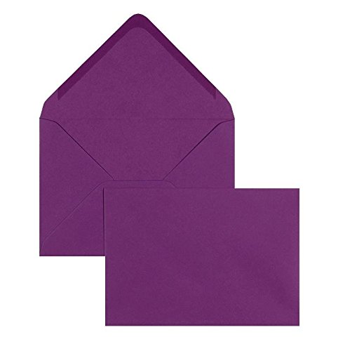 100 Stück, Farbige Briefumschläge, DIN B6, Nassklebung, Spitze Klappe, 100 g/qm Offset, Ohne Fenster, Violett (Aubergine), Blanke Briefhüllen von Blanke Briefhüllen