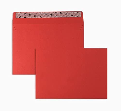 100 Stück, Farbige Briefumschläge, DIN C5, Haftklebung mit Abziehstreifen, Gerade Klappe, 120 g/qm Colorista, Ohne Fenster, Rot, Blanke Briefhüllen von Blanke Briefhüllen