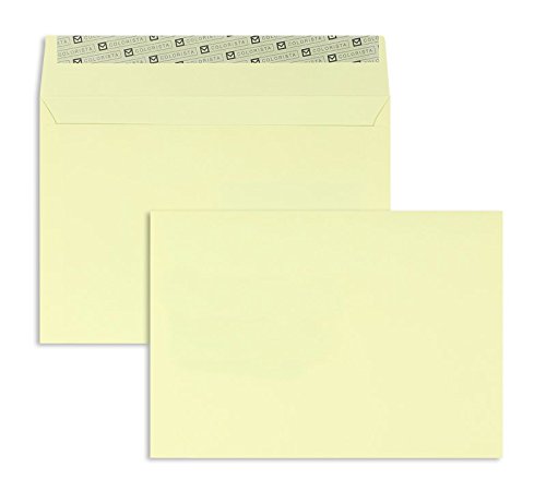 100 Stück, Farbige Briefumschläge, DIN C5, Haftklebung mit Abziehstreifen, Gerade Klappe, 130 g/qm Colorista, Ohne Fenster, Creme (Creme-Gelb), Blanke Briefhüllen von Blanke Briefhüllen