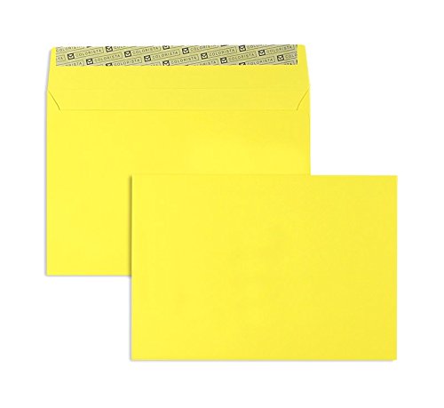 100 Stück, Farbige Briefumschläge, DIN C5, Haftklebung mit Abziehstreifen, Gerade Klappe, 130 g/qm Colorista, Ohne Fenster, Gelb, Blanke Briefhüllen von Blanke Briefhüllen