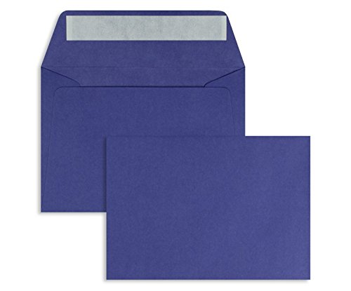 100 Stück, Farbige Briefumschläge, DIN C6, Haftklebung, Gerade Klappe, 100 g/qm Offset, Ohne Fenster, Blau (Pflaumenblau), Blanke Briefhüllen von Blanke Briefhüllen
