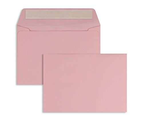 100 Stück, Farbige Briefumschläge, DIN C6, Haftklebung, Gerade Klappe, 100 g/qm Offset, Ohne Fenster, Rosa, Blanke Briefhüllen von Blanke Briefhüllen