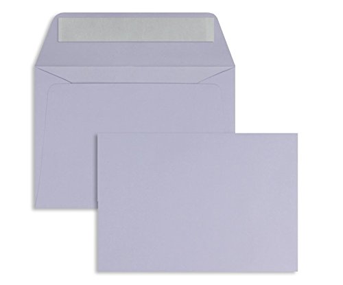 100 Stück, Farbige Briefumschläge, DIN C6, Haftklebung, Gerade Klappe, 100 g/qm Offset, Ohne Fenster, Violett (Lilac), Blanke Briefhüllen von Blanke Briefhüllen