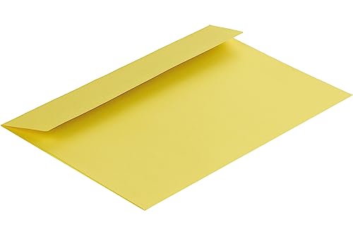 100 Stück, Farbige Briefumschläge, DIN C6, Haftklebung mit Abziehstreifen, Gerade Klappe, 120 g/qm Colorista, Ohne Fenster, Gelb, Blanke Briefhüllen von Blanke Briefhüllen