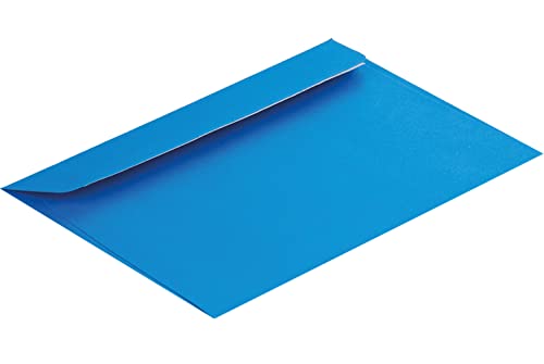 100 Stück, Farbige Briefumschläge, DIN C6, Haftklebung mit Abziehstreifen, Gerade Klappe, 130 g/qm Colorista, Ohne Fenster, Blau (Königsblau), Blanke Briefhüllen von Blanke Briefhüllen