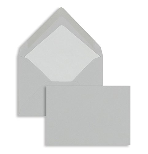 100 Stück, Farbige Briefumschläge, DIN C6, Nassklebung, Spitze Klappe, 100 g/qm Gerippt (Paperado), Ohne Fenster, Grau (Eisgrau), Blanke Briefhüllen von Blanke Briefhüllen