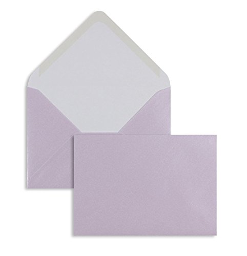 100 Stück, Farbige Briefumschläge, DIN C6, Nassklebung, Spitze Klappe, 100 g/qm Glänzend, Ohne Fenster, Violett (Lilac), Blanke Briefhüllen von Blanke Briefhüllen