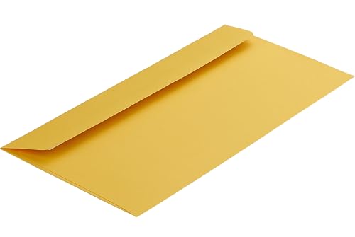 100 Stück, Farbige Briefumschläge, DIN C6/5, Haftklebung mit Abziehstreifen, Gerade Klappe, 120 g/qm Colorista, Ohne Fenster, Gelb (Goldgelb), Blanke Briefhüllen von Blanke Briefhüllen