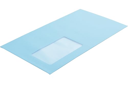 100 Stück, Farbige Briefumschläge, DIN C6/5, Haftklebung mit Abziehstreifen, Gerade Klappe, 130 g/qm Colorista, Mit Fenster, Blau (Hellblau), Blanke Briefhüllen von Blanke Briefhüllen