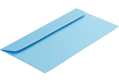 100 Stück, Farbige Briefumschläge, DIN C6/5, Haftklebung mit Abziehstreifen, Gerade Klappe, 130 g/qm Colorista, Ohne Fenster, Blau (Hellblau), Blanke Briefhüllen von Blanke Briefhüllen