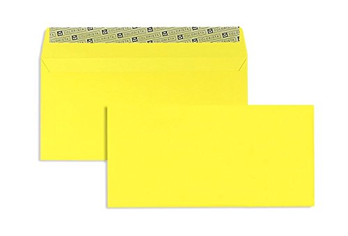 100 Stück, Farbige Briefumschläge, DIN C6/5, Haftklebung mit Abziehstreifen, Gerade Klappe, 130 g/qm Colorista, Ohne Fenster, Gelb, Blanke Briefhüllen von Blanke Briefhüllen