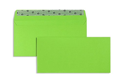 100 Stück, Farbige Briefumschläge, DIN C6/5, Haftklebung mit Abziehstreifen, Gerade Klappe, 130 g/qm Colorista, Ohne Fenster, Grün, Blanke Briefhüllen von Blanke Briefhüllen