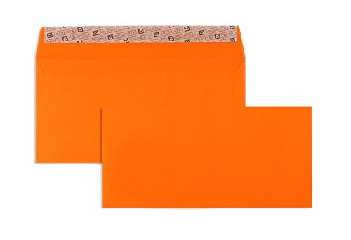 100 Stück, Farbige Briefumschläge, DIN C6/5, Haftklebung mit Abziehstreifen, Gerade Klappe, 130 g/qm Colorista, Ohne Fenster, Orange, Blanke Briefhüllen von Blanke Briefhüllen