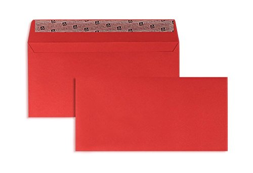100 Stück, Farbige Briefumschläge, DIN C6/5, Haftklebung mit Abziehstreifen, Gerade Klappe, 130 g/qm Colorista, Ohne Fenster, Rot, Blanke Briefhüllen von Blanke Briefhüllen