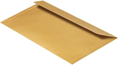 100 Stück, Farbige Briefumschläge, DIN Lang, Haftklebung mit Abziehstreifen, Gerade Klappe, 90 g/qm Offset, Ohne Fenster, Gold, Blanke Briefhüllen von Blanke Briefhüllen
