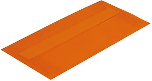 100 Stück, Farbige Transparente Briefumschläge, DIN Lang, Haftklebung mit Abziehstreifen, Gerade Klappe, 100 g/qm Offset, Ohne Fenster, Orange (Transparent-Intensivorange), Blanke Briefhüllen von Blanke Briefhüllen