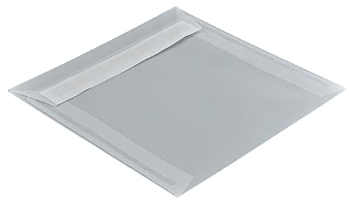 100 Stück, Transparente Briefumschläge, 160 x 160 mm, Haftklebung mit Abziehstreifen, Gerade Klappe, 100 g/qm Offset, Ohne Fenster, Weiß (Transparent-Weiß), Blanke Briefhüllen von Blanke Briefhüllen