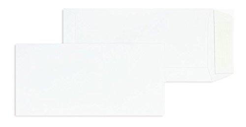 100 Stück, Versandtaschen, 110 x 220 mm (DIN Lang), Haftklebung mit Abziehstreifen, Gerade Klappe, 100 g/qm Offset, Ohne Fenster, Weiß, Blanke Briefhüllen von Blanke Briefhüllen