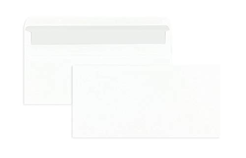 1000 Briefumschläge, Weiß, DIN Lang (220 x 110 mm), mit grauem Innendruck, ohne Fenster, Selbstklebung, Gerade Klappe, 75 g/qm Offset, Blanke Briefhüllen von Blanke Briefhüllen
